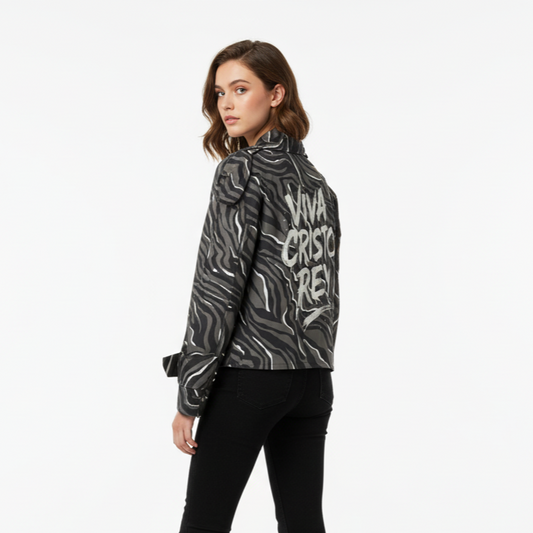 Chaqueta cebra verde para mujer