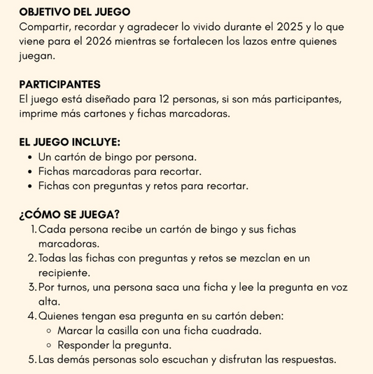 PDF Actividad para fin de año "Bingo del Encuentro"