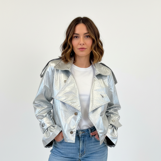 Chaqueta plateada para mujer
